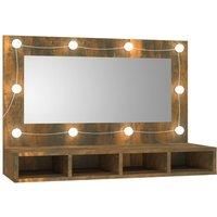 Vidaxl Mirror Cabinet With Led Smoked Oak 90X31 5X62 Cm