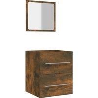 vidaXL Bathroom Cabinet with Mirror, Engineered Wood Construction, Wall-Mounted, Smoked Oak Finish, Modern Interior Furniture for Bathroom Storage