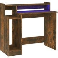 Desk with LED Lights Computer Table Study Writing Desk Engineered Wood vidaXL