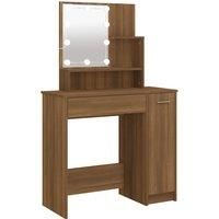 Vidaxl Dressing Table With Led Brown Oak 86 5X35X136 Cm