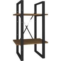 vidaXL 2-Tier Book Cabinet - Engineered Wood and Metal Frame, Brown Oak Finish, Compact Storage Solution for Living Room, Bedroom, Office