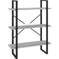 vidaXL Grey Sonoma Book Cabinet, Engineered Wood and Metal, Freestanding Display Shelf for Office, Bedroom or Living Room
