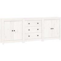 vidaXL Sideboard White 210x35x80 cm Solid Wood Pine