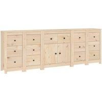 vidaXL Solid Wood Pine Sideboard, Spacious Storage Unit with Drawers and Door, Perfect for Living Room, Bedroom, and Office Decor