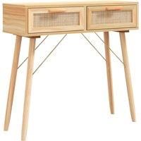 Solid Wood Pine Console Table Natural Rattan Side Table Multi Colours vidaXL