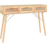 Solid Wood Pine Console Table Natural Rattan Side Table Multi Colours vidaXL