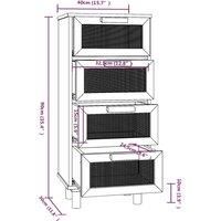 Sideboard Storage Cabinet Cupboard Solid Wood Pine and Natural Rattan vidaXL