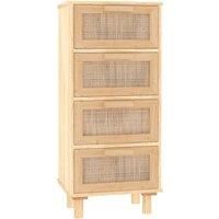 Sideboard Storage Cabinet Cupboard Solid Wood Pine and Natural Rattan vidaXL