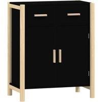 vidaXL Black Sideboard, Classic Style Engineered Wood Cabinet with Solid Pinewood Legs, Ample Storage Space for Living room