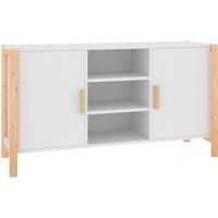 vidaXL White Sideboard Efficient Storage - Engineered Wood - Living Room/Bathroom Versatile Scandinavian Furniture with Solid Leg Design