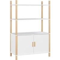 vidaXL Classic Highboard – Resistant Engineered Wood – Spacious Scandinavian-Style Cabinet with Solid Wood Legs – White – 80x40x121 cm