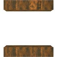 vidaXL Wall-Mounted TV Cabinets, Engineered Wood, Modern Style, Smoked Oak Finish, 80x30x30cm, 4pcs, Storage-Friendly, Drop-Down Design Doors