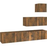 vidaXL 4 Piece TV Cabinet Set Smoked Oak Engineered Wood