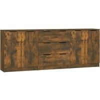 vidaXL 3 Piece Sideboards Smoked Oak Engineered Wood