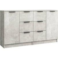 vidaXL Engineered Wood Sideboards 2 pcs Set in Concrete Grey - Multifunctional Console/Side Cabinets with Ample Storage Space and Sturdy Top Surface - 60x30x70 cm - Easy Assembly Required