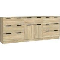 vidaXL 3 Piece Sideboards Sonoma Oak Engineered Wood