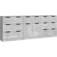 vidaXL 3 Piece Sideboards Concrete Grey Engineered Wood