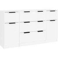 vidaXL 3 Piece Sideboard Set White Engineered Wood