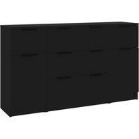 vidaXL 3 Piece Sideboard Set Black Engineered Wood, Black