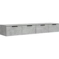vidaXL Wall Cabinets, 2 pc Set in Concrete Grey - Engineered Wood Storage Units with Drawers for Living Room, Modern Style, 68x30x20 cm dimensions