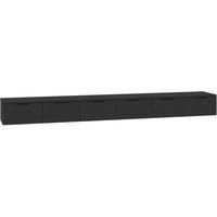 vidaXL Black Engineered Wood Wall Cabinets - Set of 2 Floating Storage Cabinets with Drawers for Living Room, Office, 102x30x20 cm