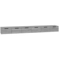 vidaXL 2x Grey Sonoma Wall Cabinets - Engineered Wood Floating Shelves with Drawers for Living Room, Office Storage
