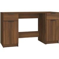vidaXL Desk with Side Cabinet Home Office Furniture Study Computer Writing Standing Desk with storage Drawer Brown Oak Engineered Wood