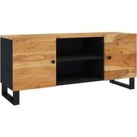 vidaXL TV Cabinet 105x33x46cm – Solid Acacia Wood – Industrial Style – 4 Storage Compartments - Durable Top - Black