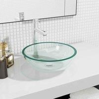 Basin Tempered Glass Bathroom Sink Basin Multi Colours Multi Sizes vidaXL