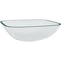 vidaXL Transparent Glass Basin - Stylish Above-Counter Design, Durable Material, Easy to Clean, Ideal for Bathroom/Washroom/Powder Room, 42x42x14 cm