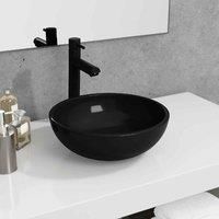 vidaXL Basin Tempered Glass Black Bathroom Sink Washroom Bowl Wash