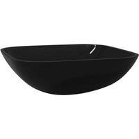 vidaXL Stylish Black Glass Washing Basin 42x42x14 cm - Modern Above-Counter Sink for Bathroom, Kitchen, Garage, Workplace
