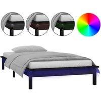 vidaXL LED Bed Frame Black 75x190 cm 2FT6 Small Single Solid Wood