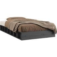 vidaXL Grey Small Single Bed Frame, Solid Pine Wood Construction, Suitable for 75x190 cm Mattress, Minimalist Compact Design for Small Rooms, Modern Bohemian Style
