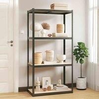 vidaXL 4-Layer Storage Shelf - Versatile Anthracite Rack with Galvanized Steel Frame and Resistant Engineered Wood - Adjustable Height, High Load Capacity, Easy Boltless Assembly