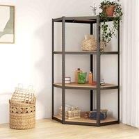 vidaXL 4-Layer Corner Shelf Indoor Workshop Storage Rack Warehouse Rack Industrial Shelving Corner Shelf Unit Anthracite Steel and Engineered Wood