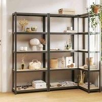 vidaXL 3x 5-Layer Shelves Anthracite Steel and Engineered Wood Storage Rack