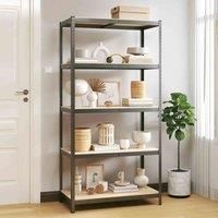 vidaXL 5-Layer Heavy-duty Shelf Indoor Workshop Storage Rack Warehouse Shelf Rack Industrial Shelving Grey Steel and Engineered Wood