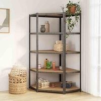 vidaXL 5-Layer Heavy-duty Corner Shelf Grey Steel and Engineered Wood Rack