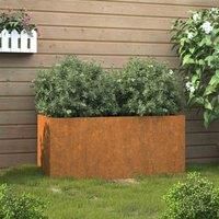 Planter Raised Garden Bed Plant Pot Flower Pot Grey Weathering Steel vidaXL