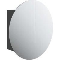 Bathroom Cabinet with Round Mirror and LED Cabinet Storage Cupboard vidaXL