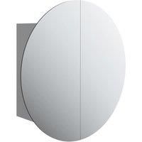 Bathroom Cabinet with Round Mirror and LED Cabinet Storage Cupboard vidaXL