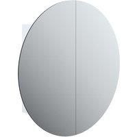 Bathroom Cabinet with Round Mirror and LED Cabinet Storage Cupboard vidaXL
