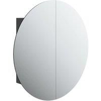 Bathroom Cabinet with Round Mirror and LED Cabinet Storage Cupboard vidaXL