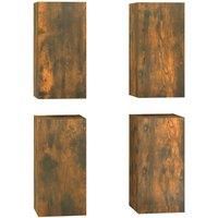 vidaXL Smoked Oak TV Cabinets 4 pcs - Modern Style Hanging TV Cabinets for Living Room and Bedroom - Made of Engineered Wood - Ample Storage Space - Easy Installation