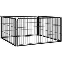 vidaXL Dog Playpen 4 Panels Black 100x50 cm Powder-coated Steel, Black