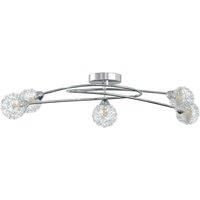 vidaXL Modern Ceiling Lamp with Mesh Wire Shades - Resistant Iron Material in Chrome Finish with 5 G9 LED Light Bases, Perfect for Home and Office