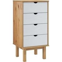 vidaXL Drawer Cabinet OTTA - Scandinavian-Style Brown&White Cabinet with Four Drawers - Solid Pinewood and Engineered Wood - 46x39.5x90 cm