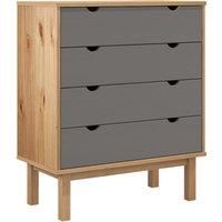 vidaXL Drawer Cabinet OTTA Brown&Grey 76.5x39.5x90cm Solid Wood Pine