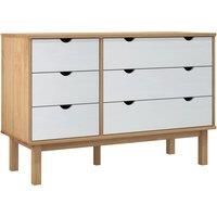 vidaXL Drawer Cabinet OTTA Brown&White 111x43x73.5cm Solid Wood Pine